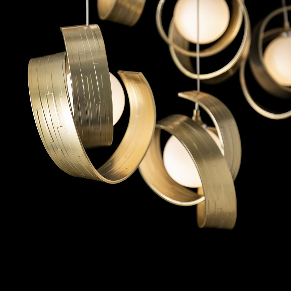 Riza 10-Light Pendant 10-Light Opal Glass (GG) in Modern Brass
