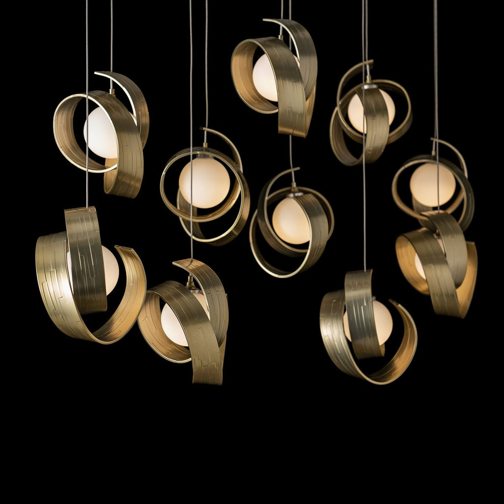Riza 10-Light Pendant 10-Light Opal Glass (GG) in Modern Brass