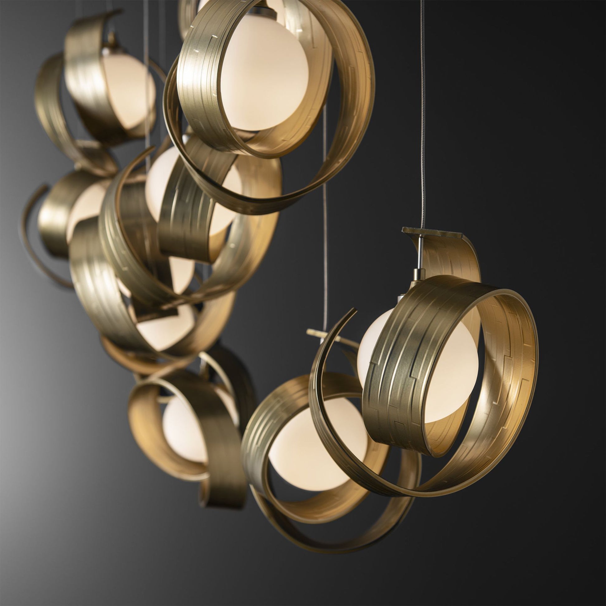 Riza 10-Light Pendant 10-Light Opal Glass (GG) in Modern Brass