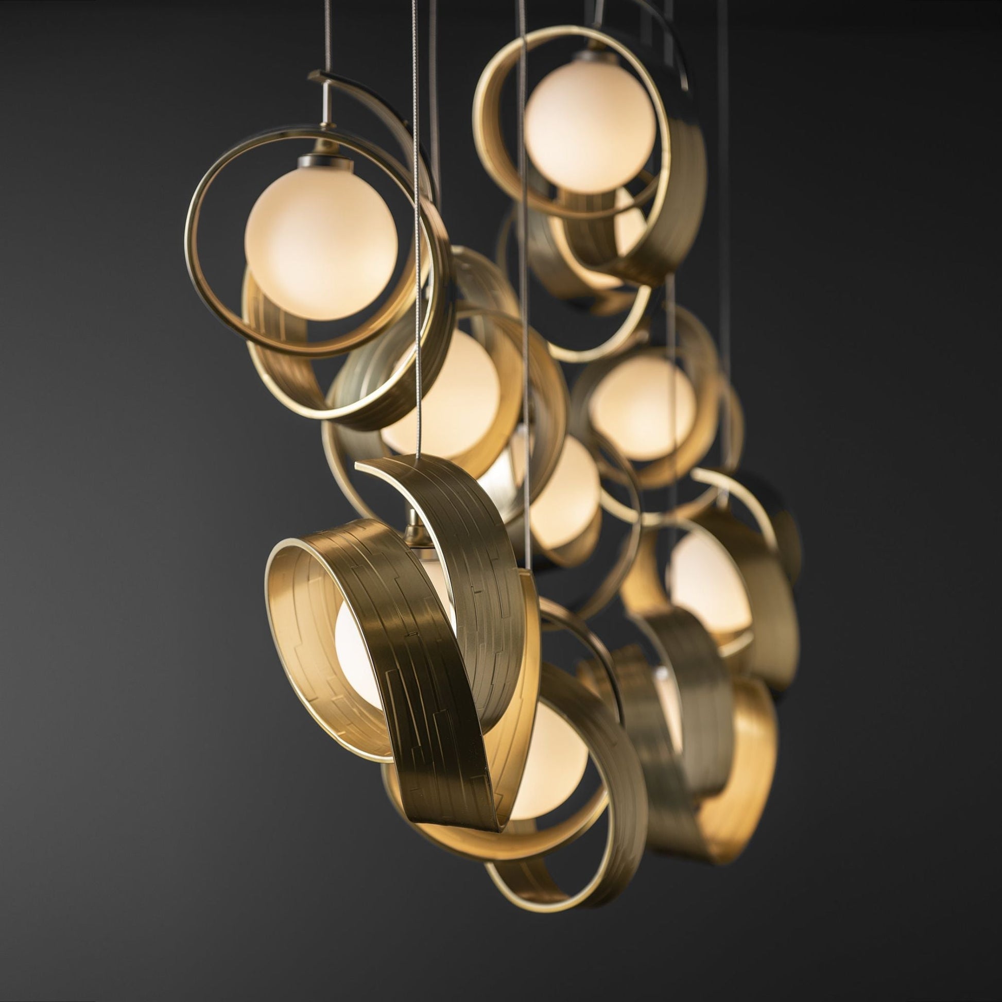 Riza 10-Light Pendant 10-Light Opal Glass (GG) in Modern Brass
