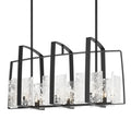 Arc Linear Pendant 8-Light White Swirl Glass (YR) in Black