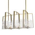 Arc Linear Pendant 8-Light White Swirl Glass (YR) in Modern Brass