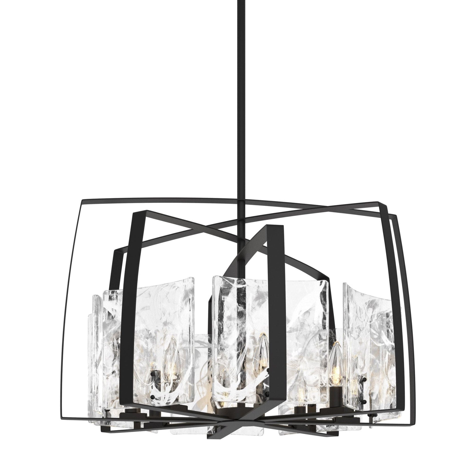 Arc 8-Light Pendant 8-Light White Swirl Glass (YR) in Black
