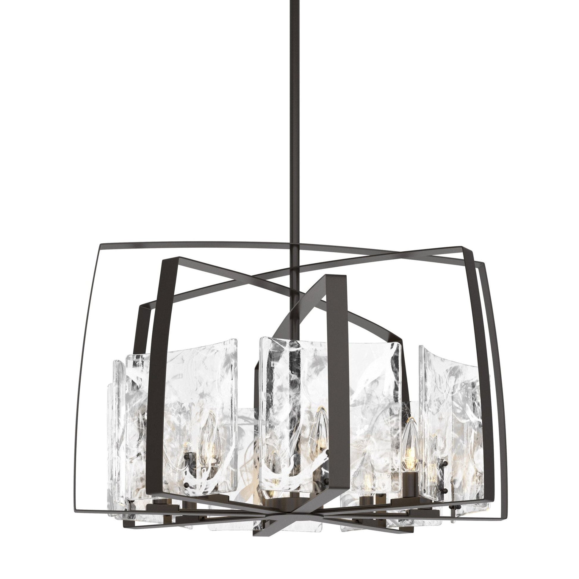 Arc 8-Light Pendant 8-Light White Swirl Glass (YR) in Oil Rubbed Bronze