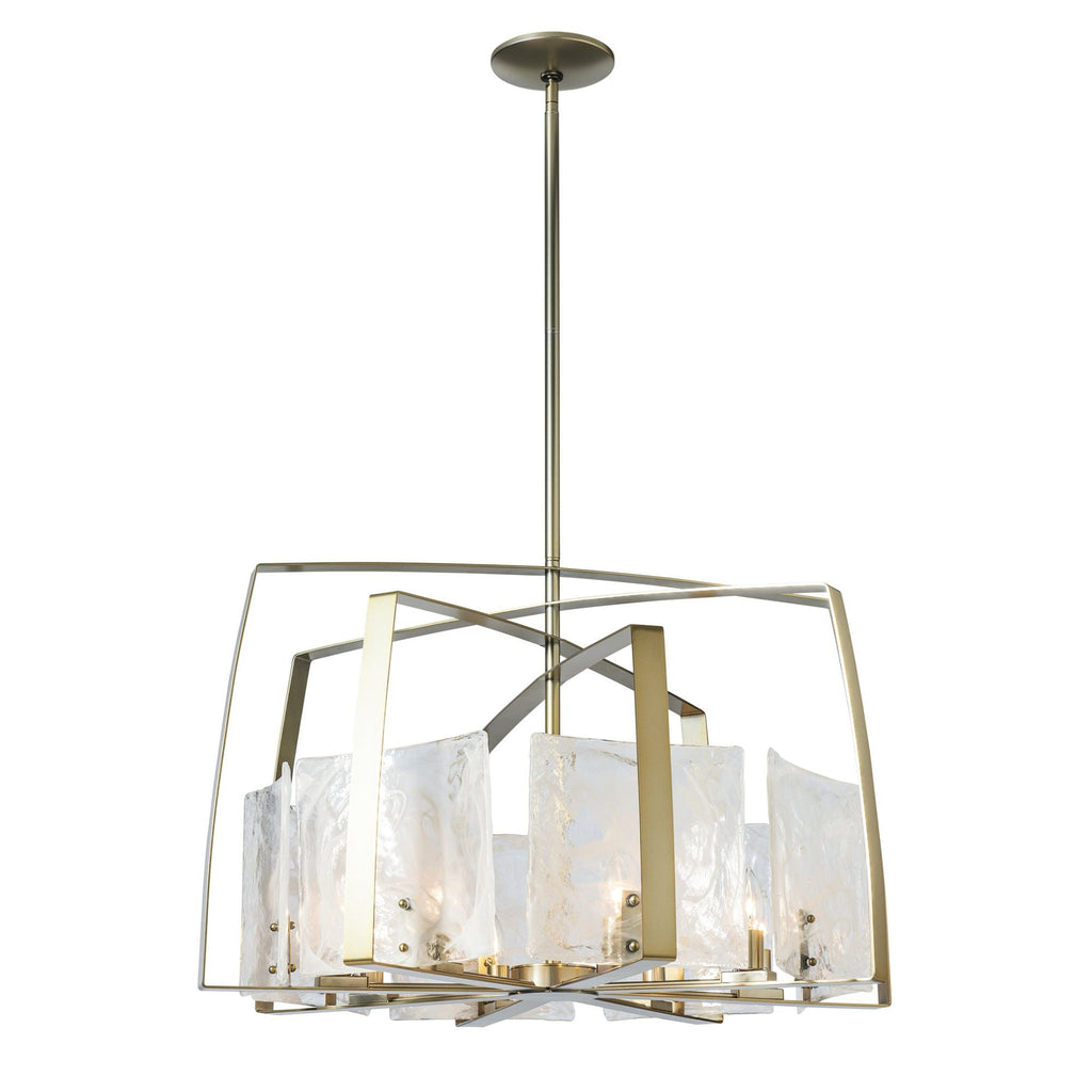 Arc 8-Light Pendant 8-Light White Swirl Glass (YR) in Modern Brass