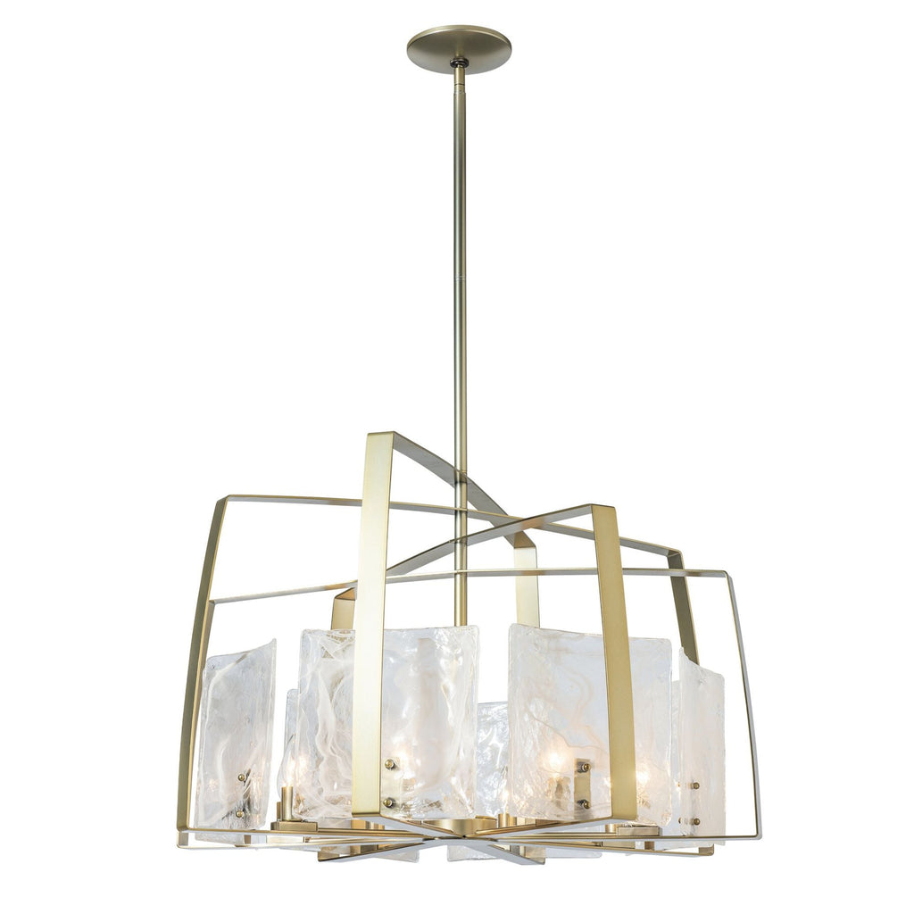Arc 8-Light Pendant 8-Light White Swirl Glass (YR) in Modern Brass