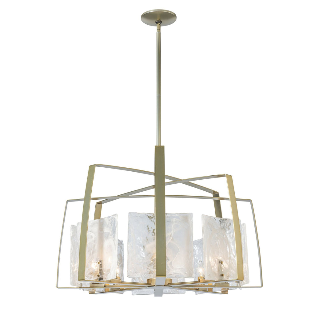 Arc 8-Light Pendant 8-Light White Swirl Glass (YR) in Modern Brass