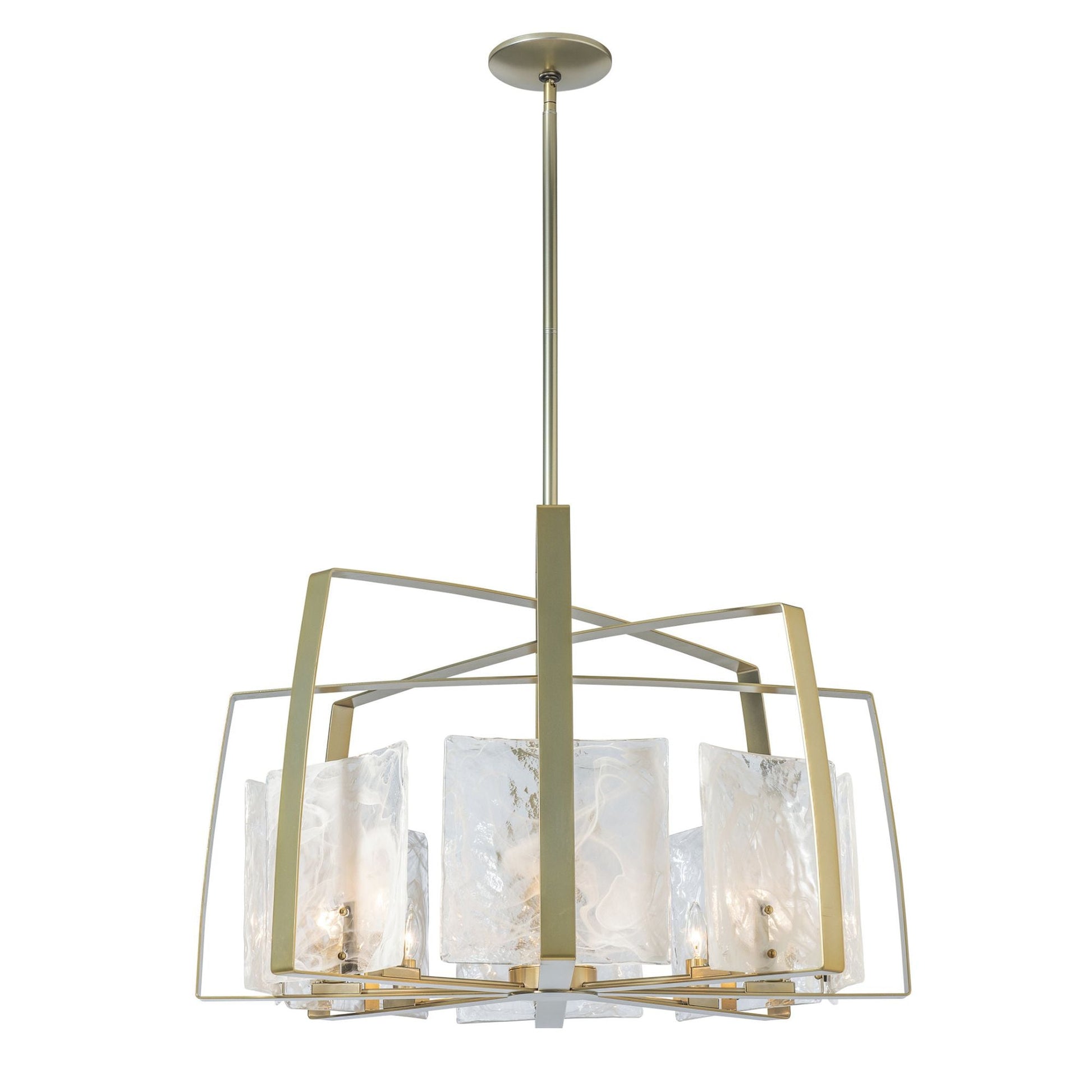 Arc 8-Light Pendant 8-Light White Swirl Glass (YR) in Modern Brass