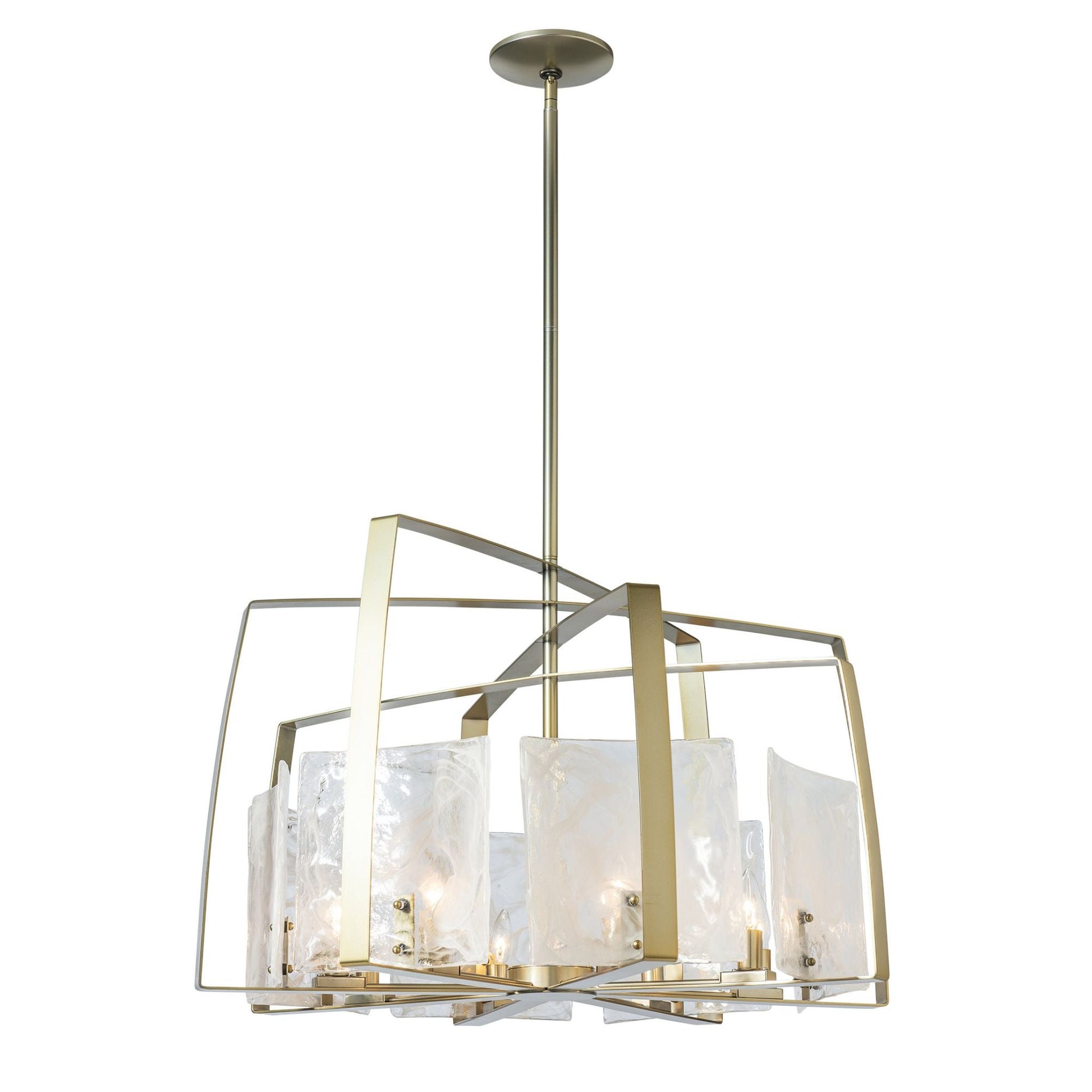 Arc 8-Light Pendant 8-Light White Swirl Glass (YR) in Modern Brass