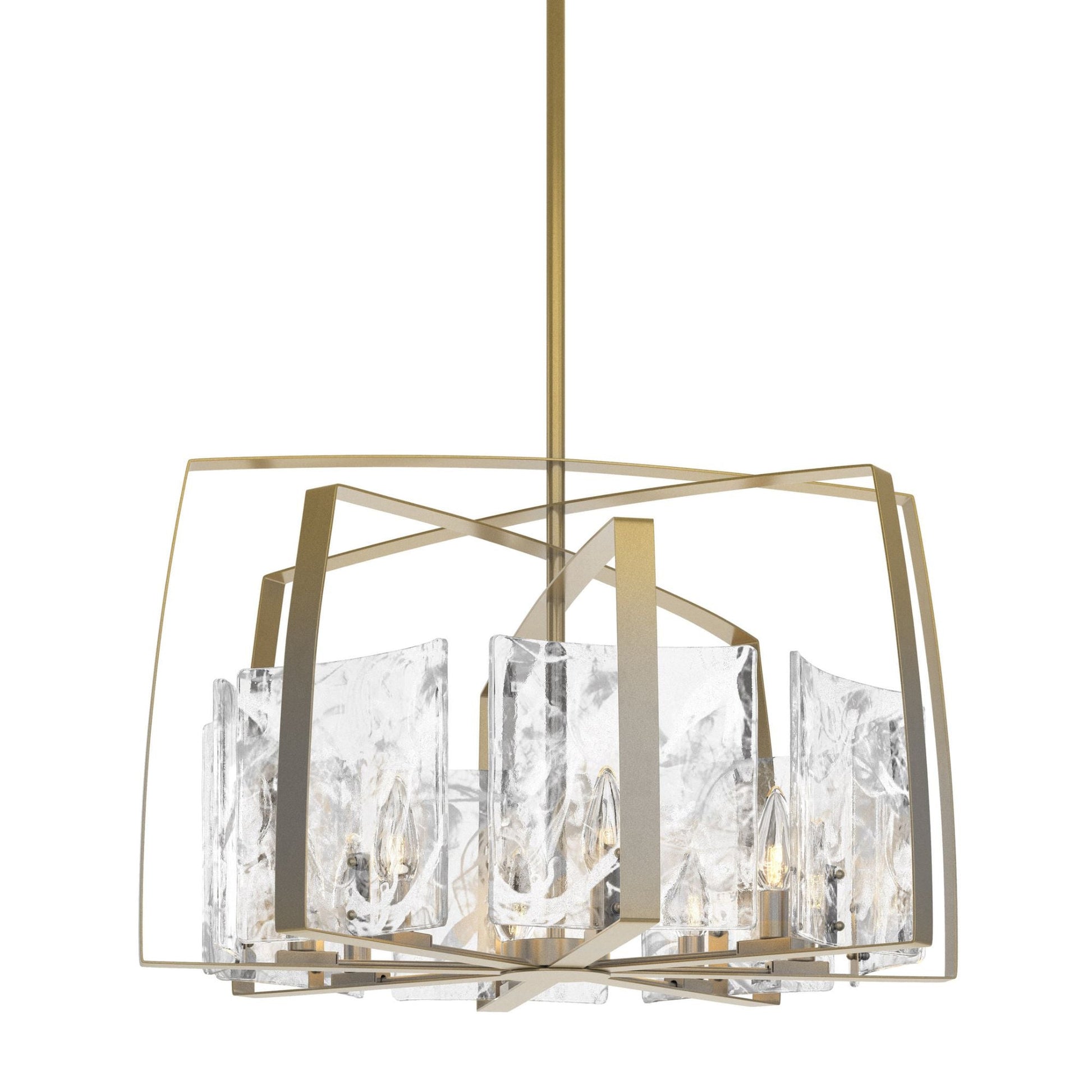 Arc 8-Light Pendant 8-Light White Swirl Glass (YR) in Modern Brass