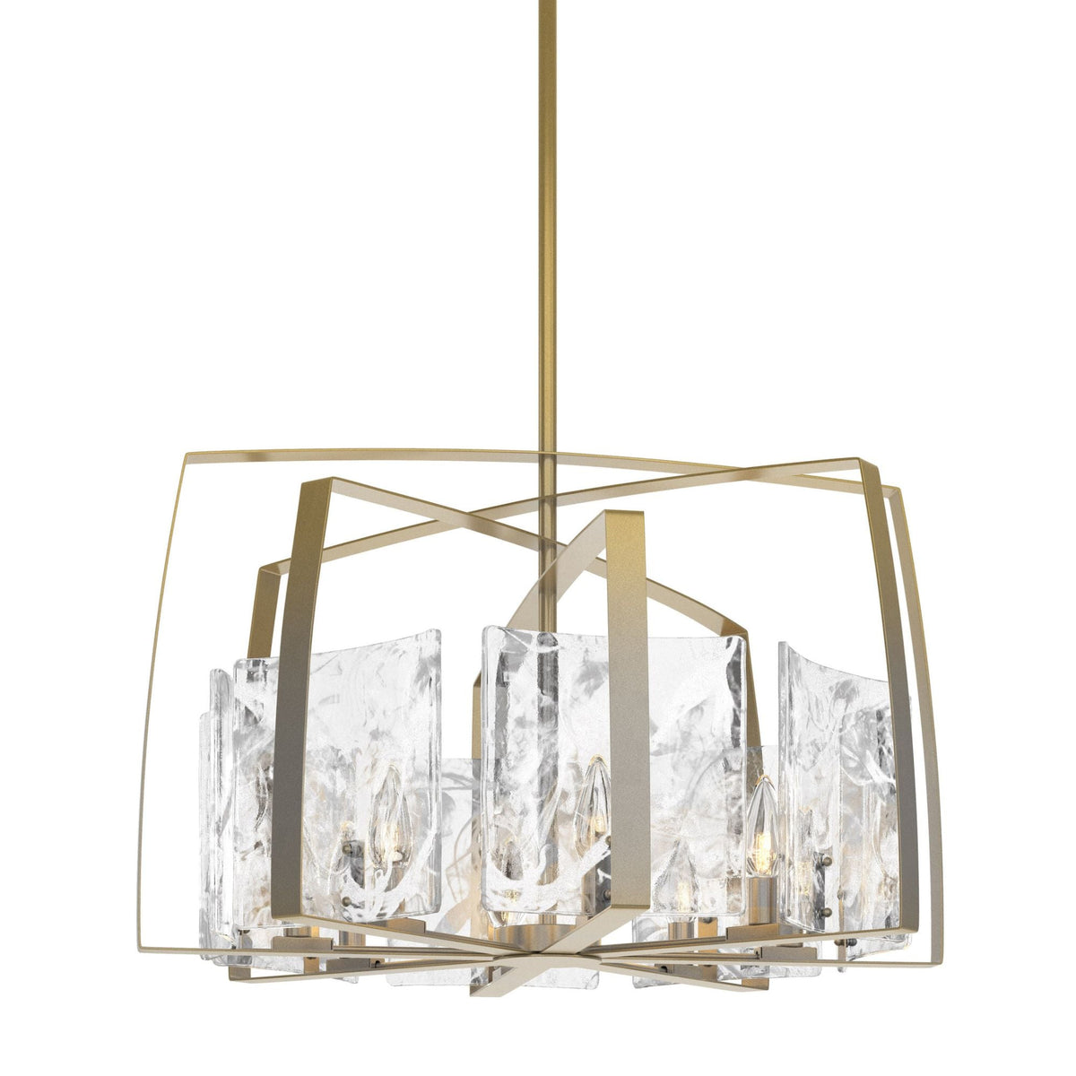 Arc 8-Light Pendant 8-Light White Swirl Glass (YR) in Modern Brass