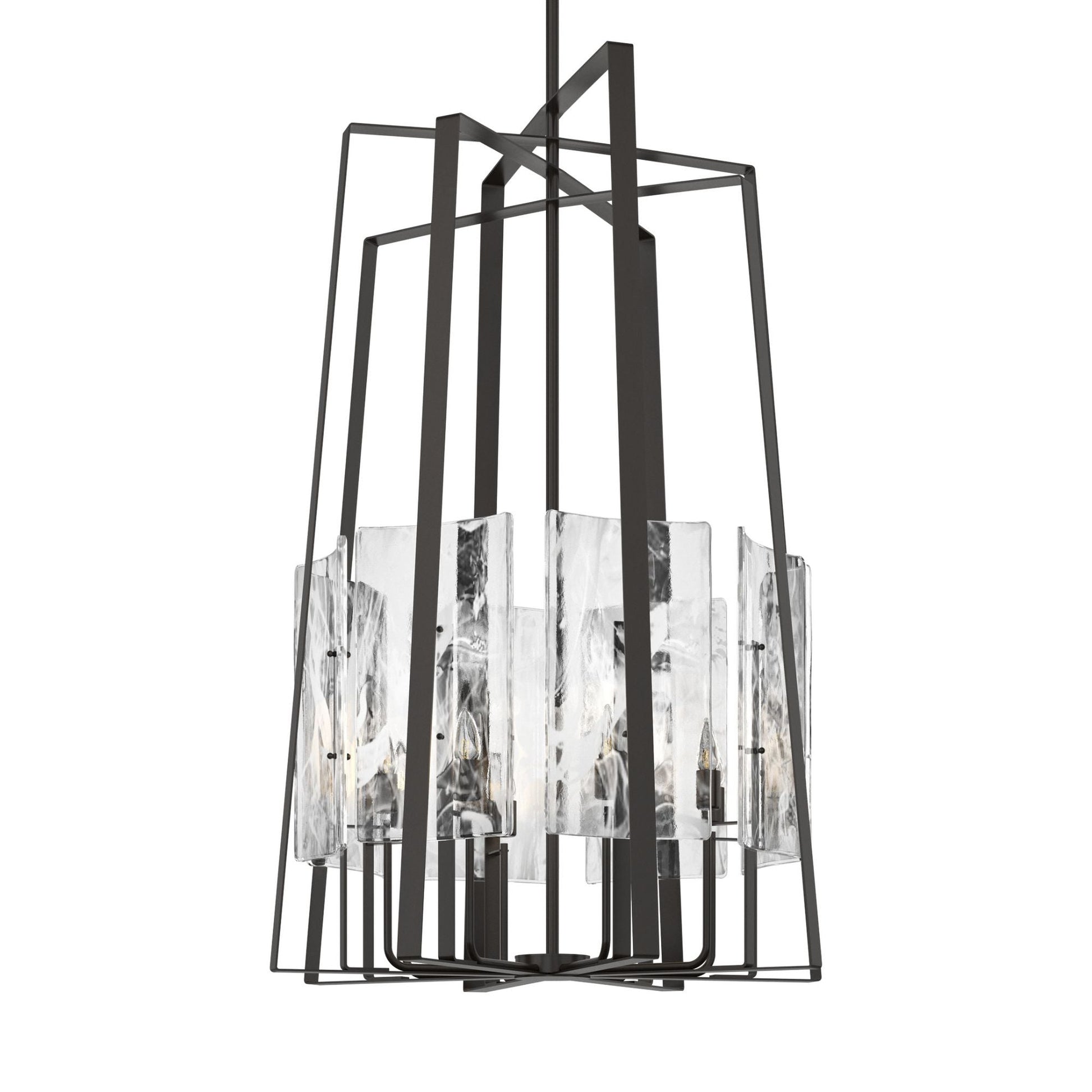 Arc 8-Light Tall Pendant 8-Light White Swirl Glass (YR) in Oil Rubbed Bronze