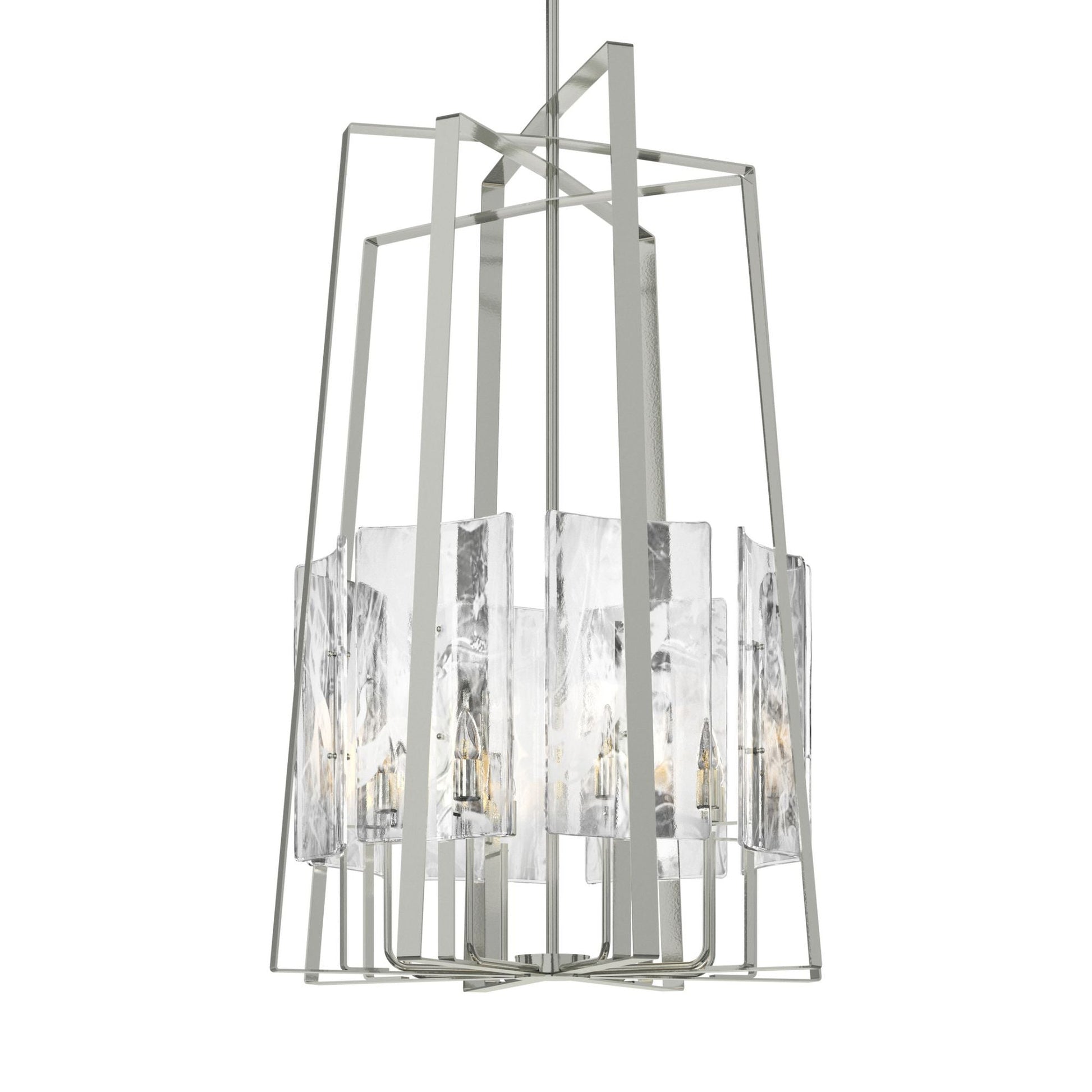 Arc 8-Light Tall Pendant 8-Light White Swirl Glass (YR) in Sterling