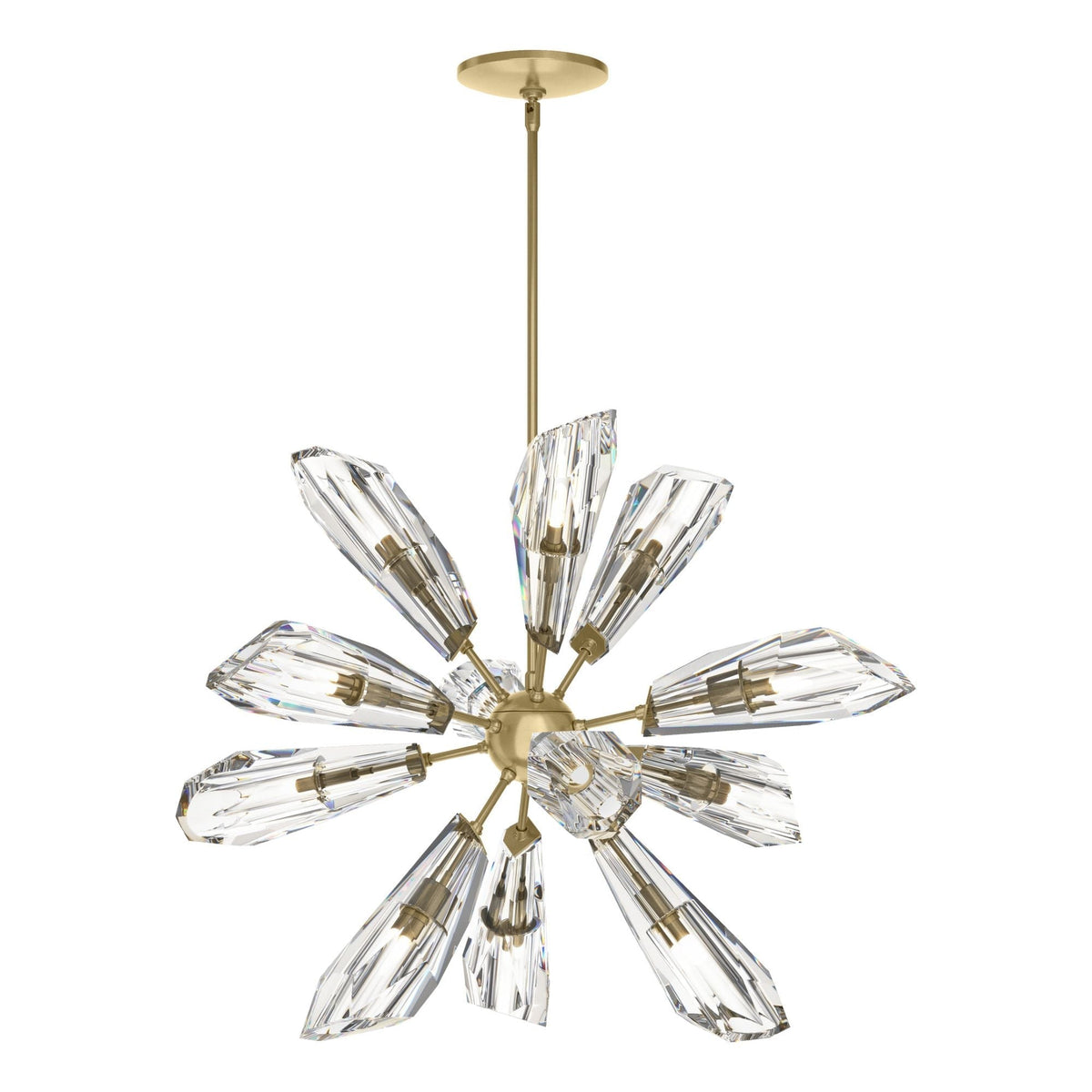 Luma 12-Light Starburst Pendant 12-Light Crystal in Modern Brass