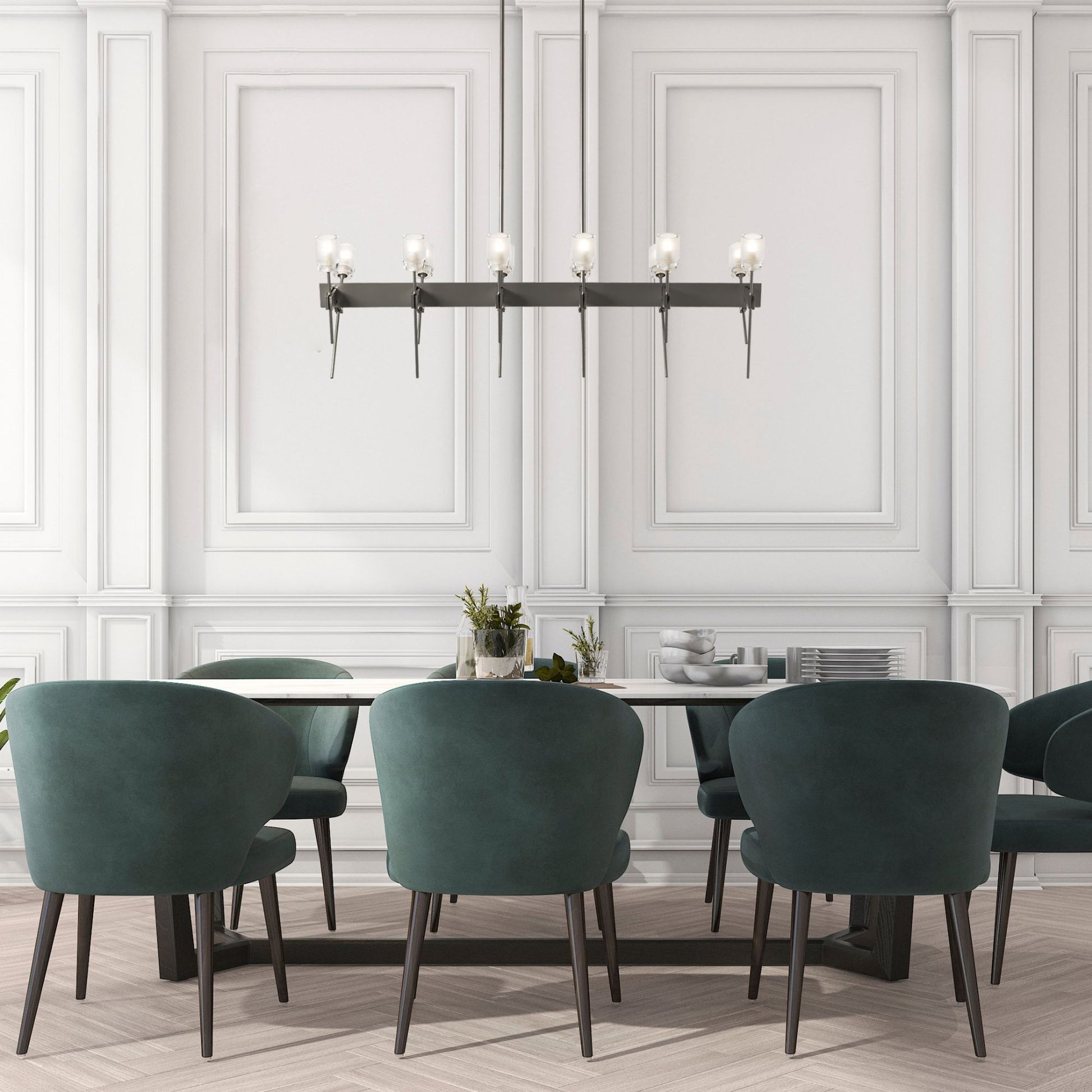 Echo 12-Light Linear Pendant 12-Light Cast Glass (YC) in Dark Smoke