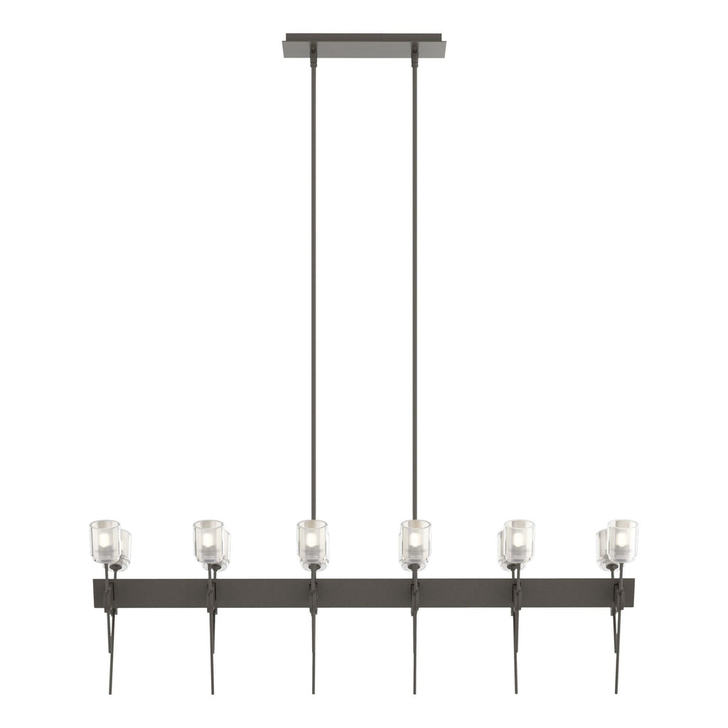 Echo 12-Light Linear Pendant 12-Light Cast Glass (YC) in Dark Smoke