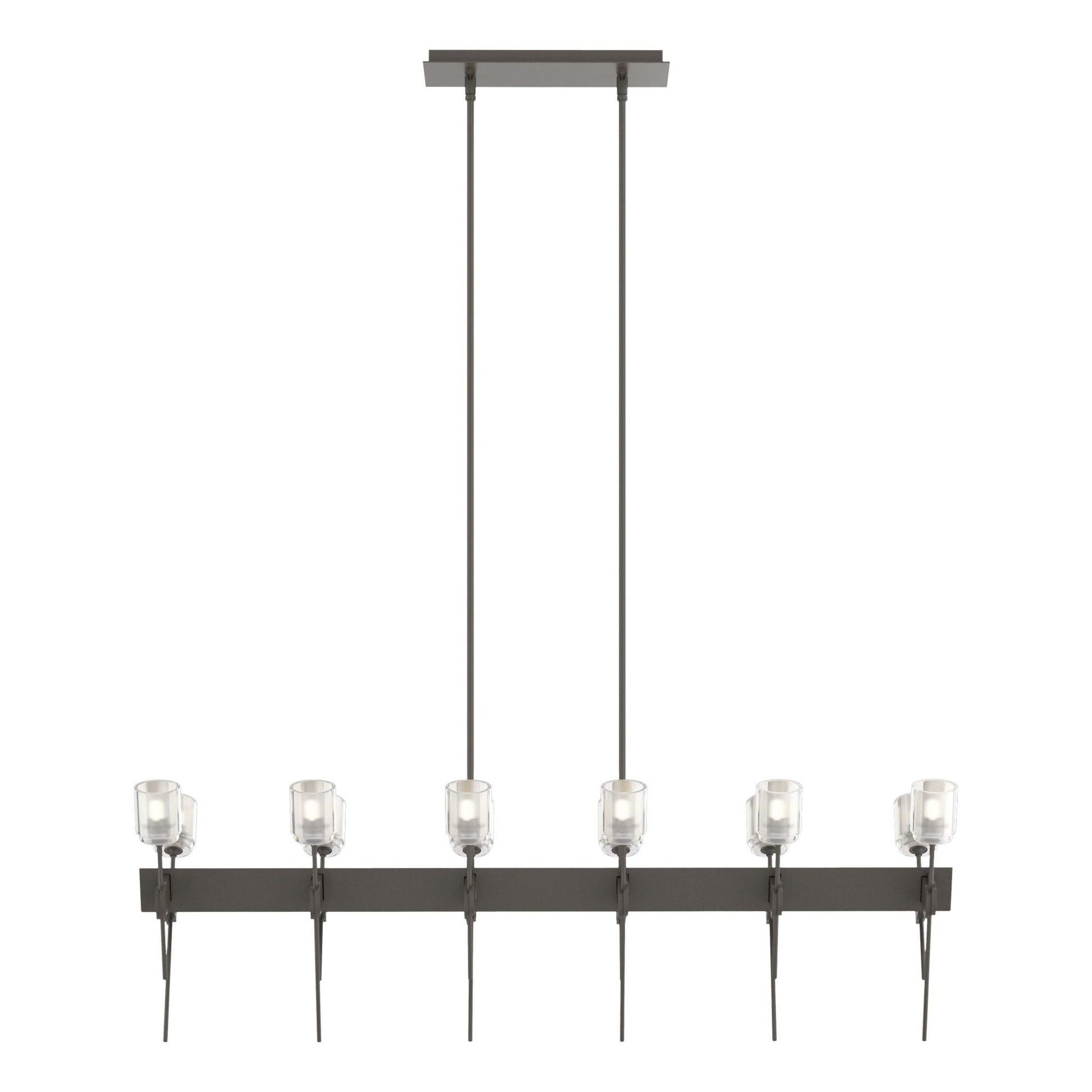 Echo 12-Light Linear Pendant 12-Light Cast Glass (YC) in Dark Smoke