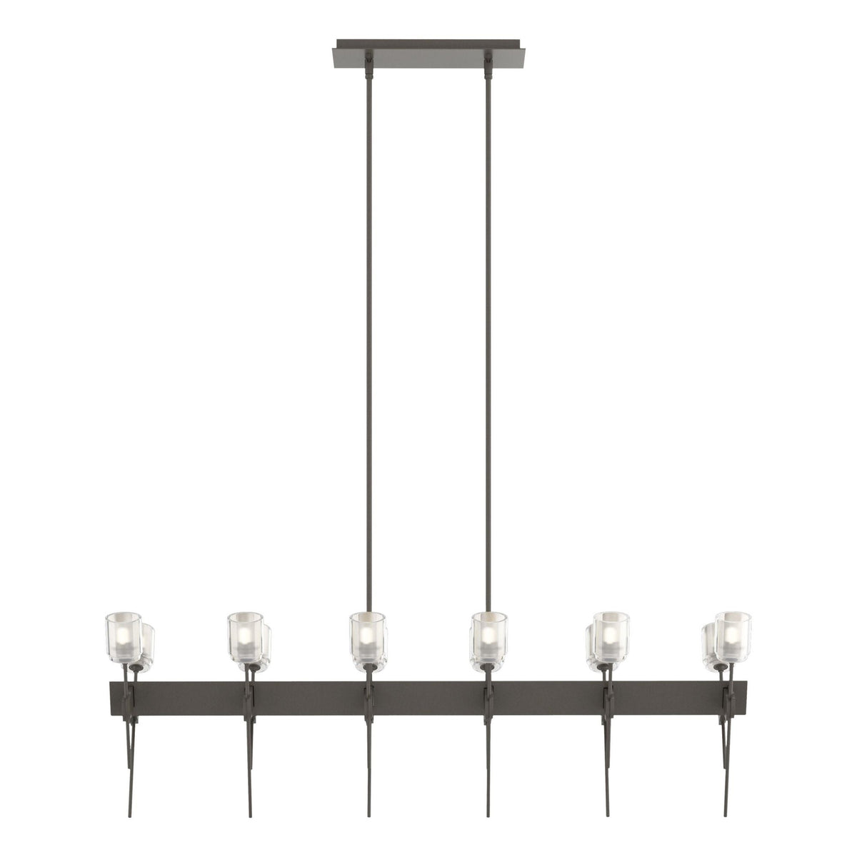 Echo 12-Light Linear Pendant 12-Light Cast Glass (YC) in Dark Smoke