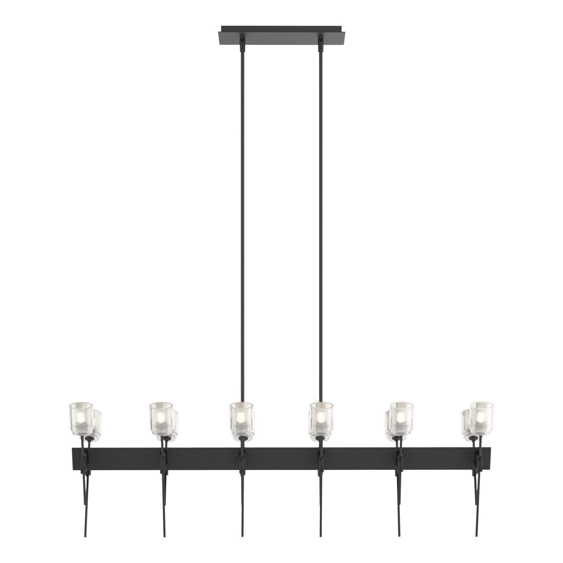 Echo 12-Light Linear Pendant 12-Light Cast Glass (YC) in Black