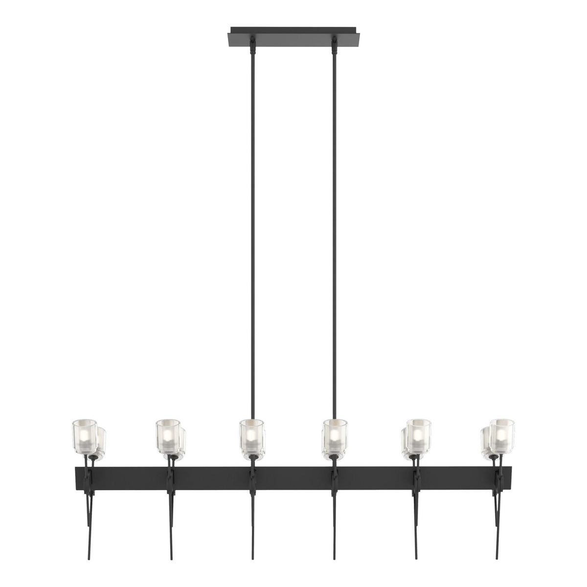 Echo 12-Light Linear Pendant 12-Light Cast Glass (YC) in Black