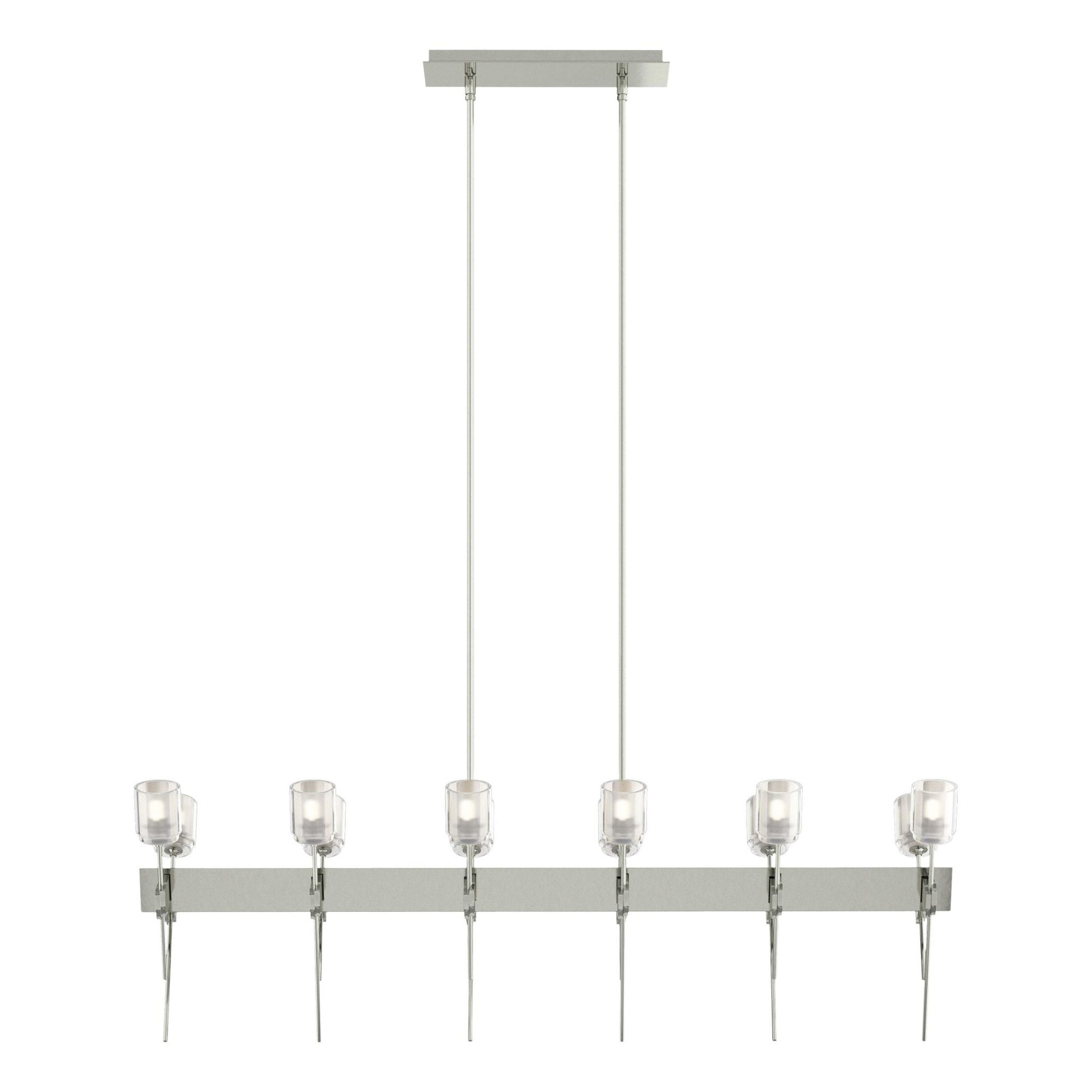 Echo 12-Light Linear Pendant 12-Light Cast Glass (YC) in Sterling