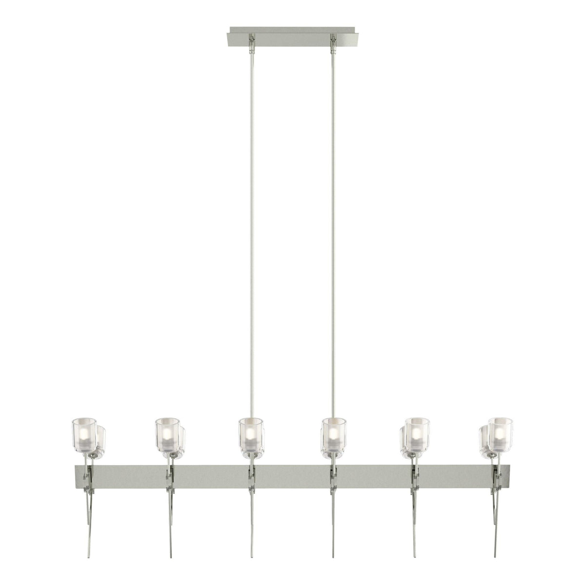 Echo 12-Light Linear Pendant 12-Light Cast Glass (YC) in Sterling
