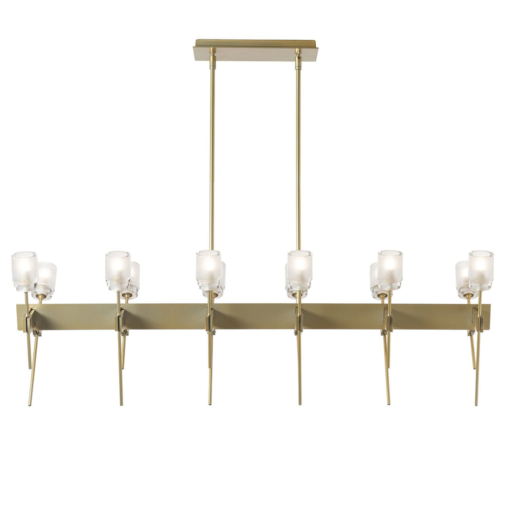 Echo 12-Light Linear Pendant 12-Light Cast Glass (YC) in Modern Brass
