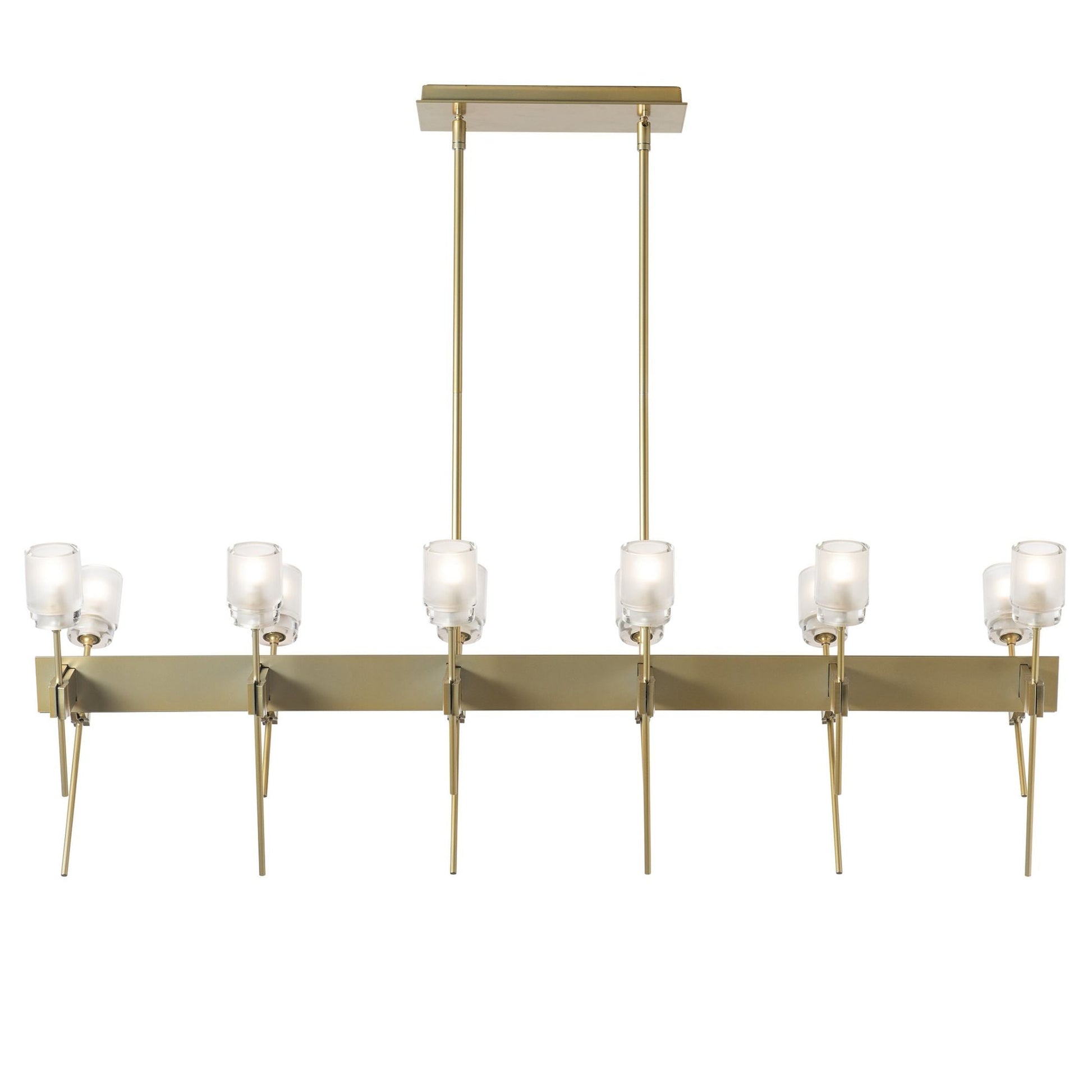Echo 12-Light Linear Pendant 12-Light Cast Glass (YC) in Modern Brass