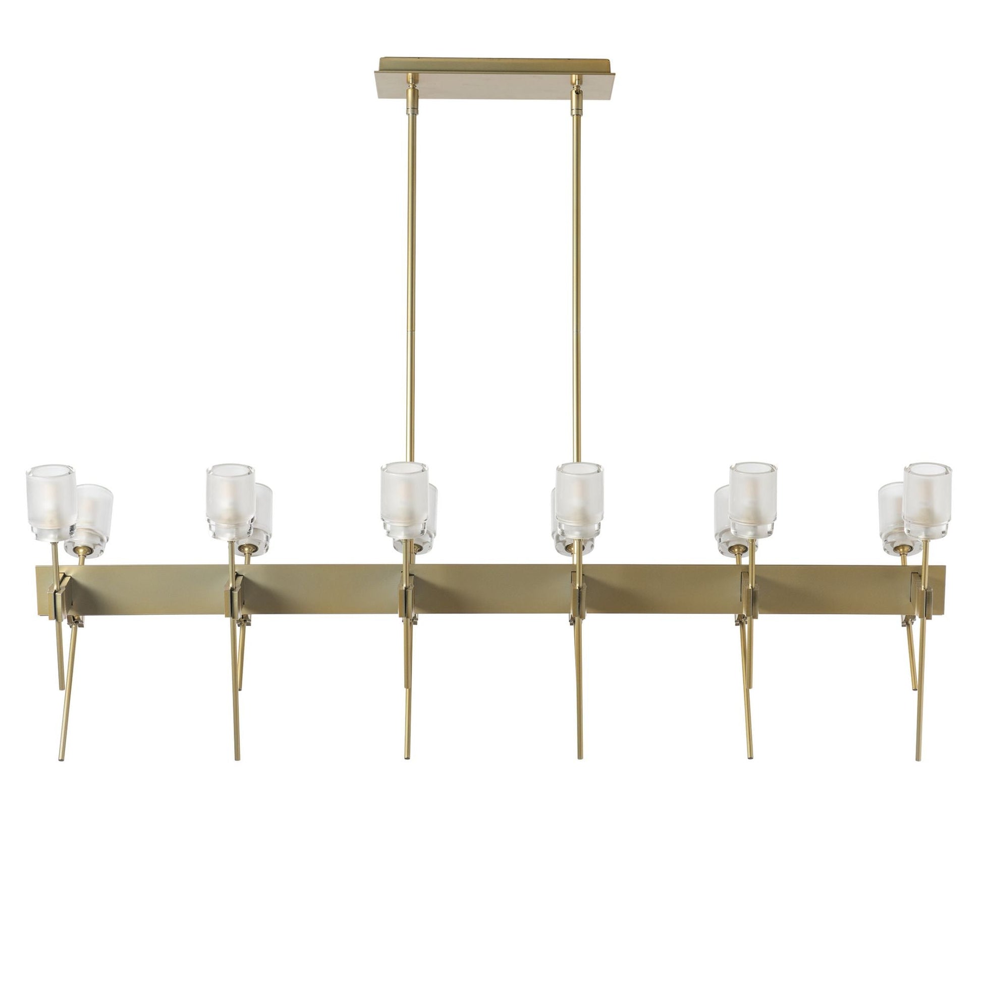 Echo 12-Light Linear Pendant 12-Light Cast Glass (YC) in Modern Brass