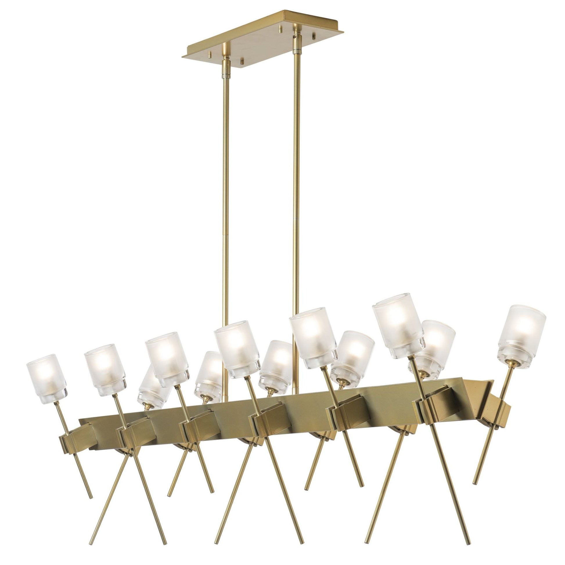 Echo 12-Light Linear Pendant 12-Light Cast Glass (YC) in Modern Brass