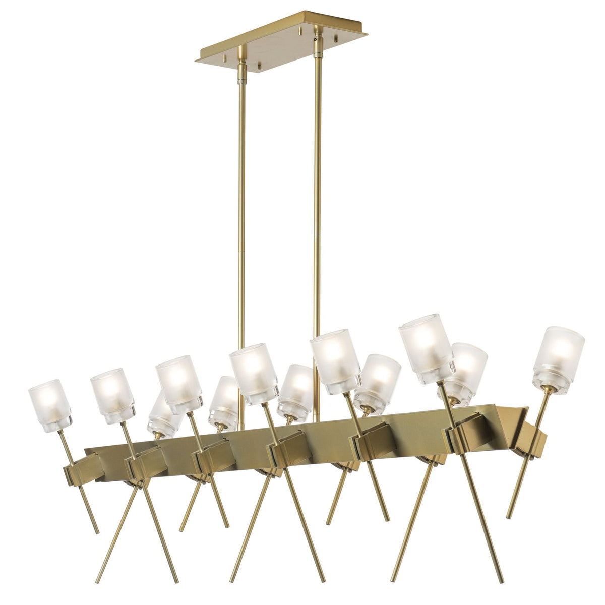 Echo 12-Light Linear Pendant 12-Light Cast Glass (YC) in Modern Brass