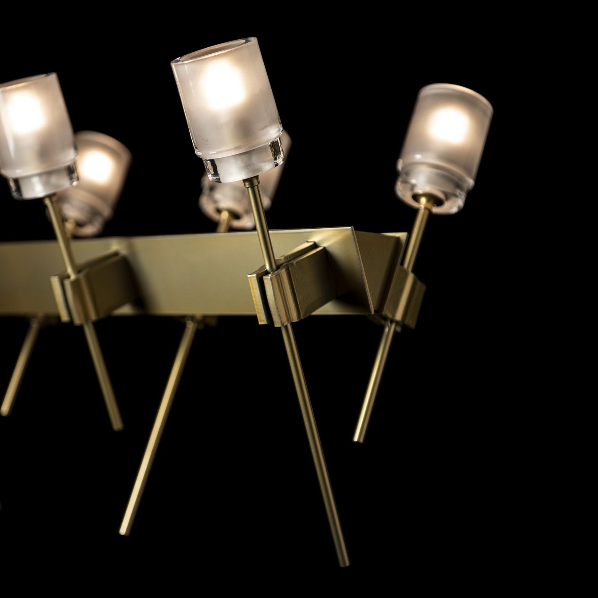 Echo 12-Light Linear Pendant 12-Light Cast Glass (YC) in Modern Brass