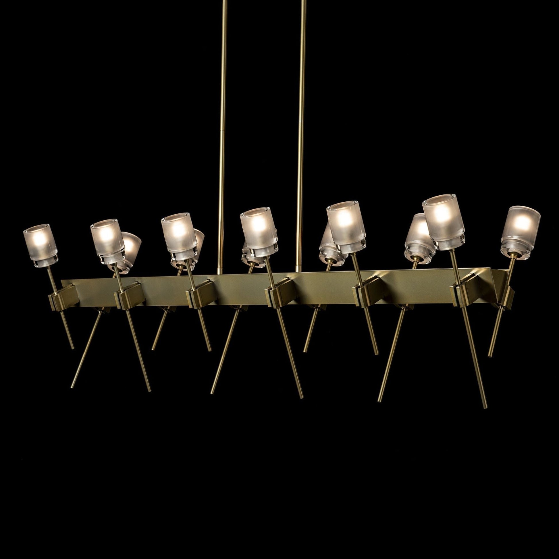 Echo 12-Light Linear Pendant 12-Light Cast Glass (YC) in Modern Brass