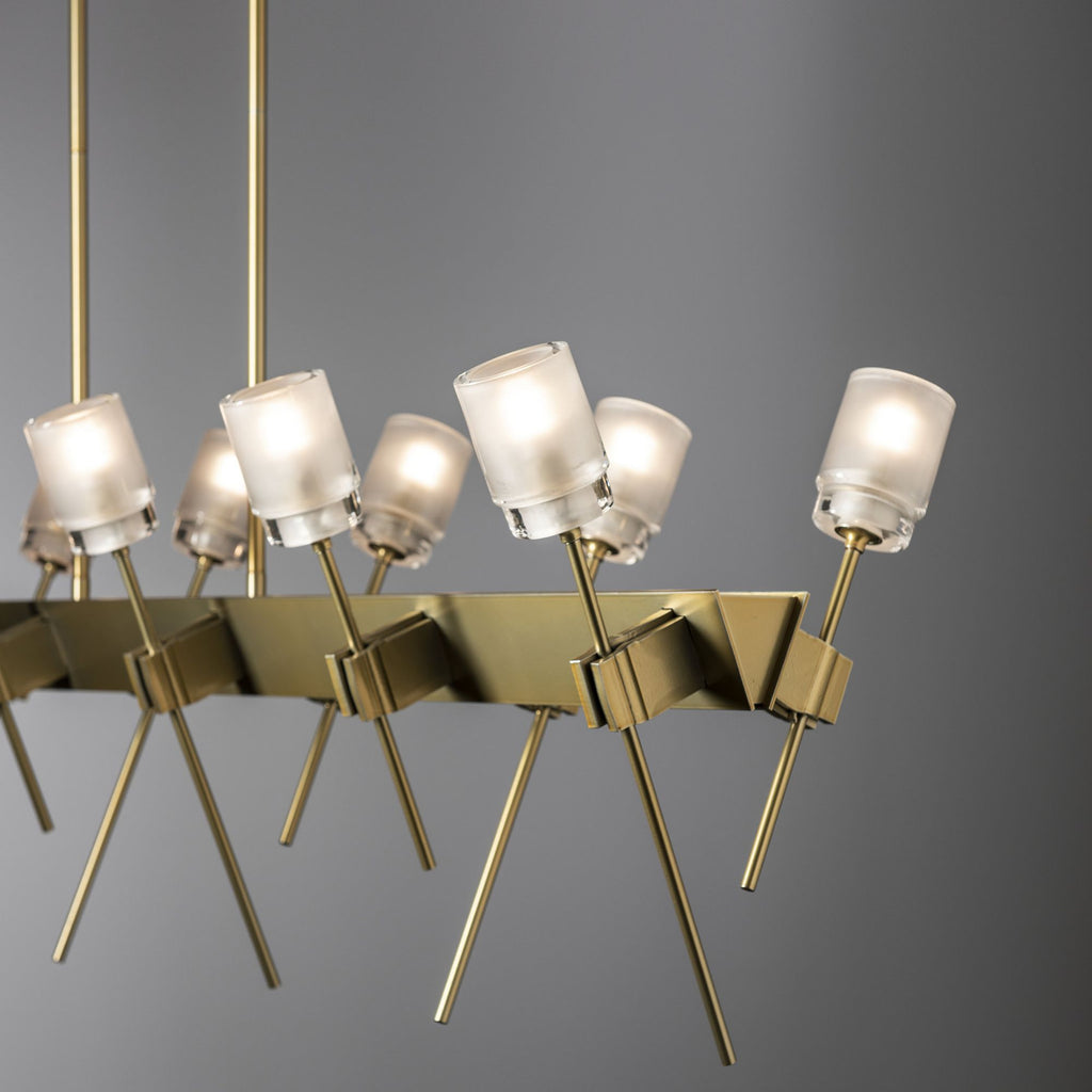 Echo 12-Light Linear Pendant 12-Light Cast Glass (YC) in Modern Brass