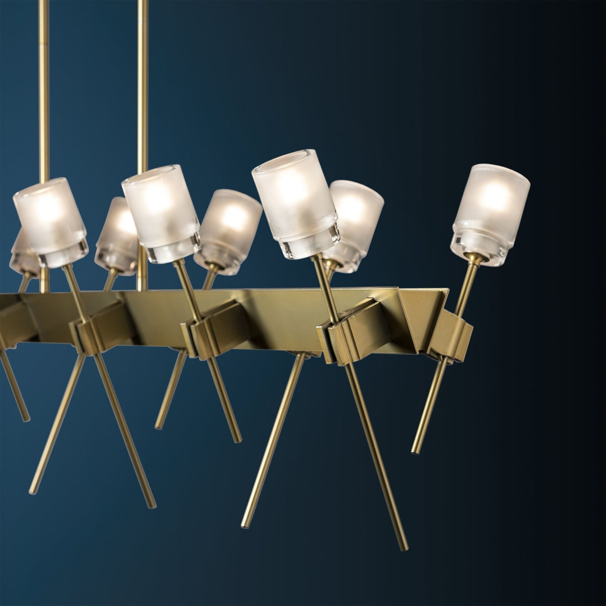 Echo 12-Light Linear Pendant 12-Light Cast Glass (YC) in Modern Brass