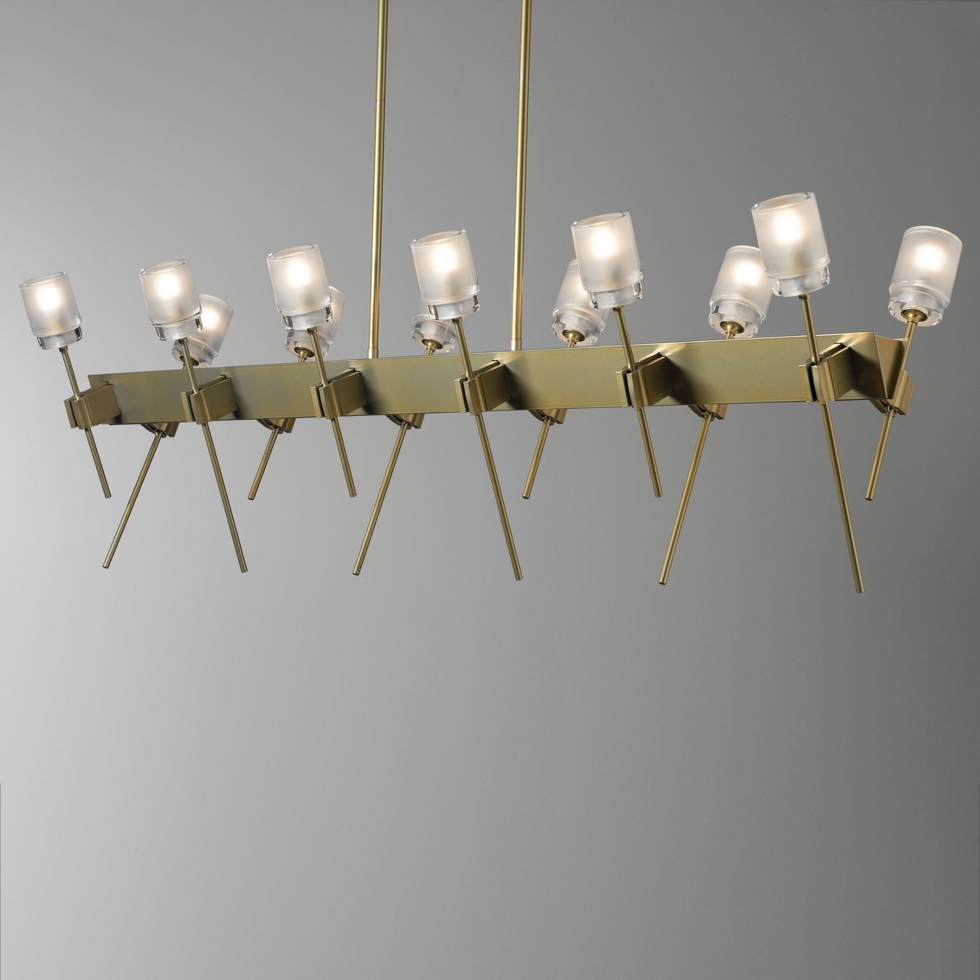 Echo 12-Light Linear Pendant 12-Light Cast Glass (YC) in Modern Brass