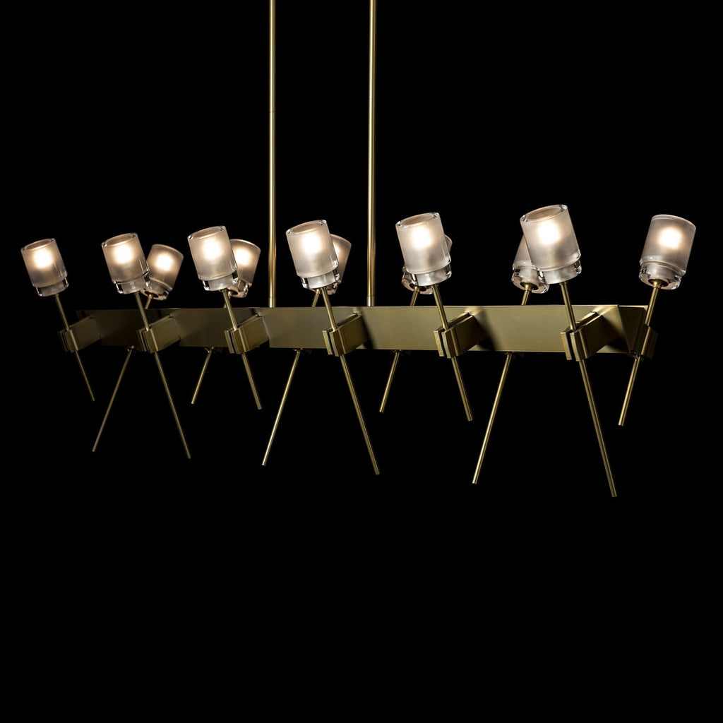 Echo 12-Light Linear Pendant 12-Light Cast Glass (YC) in Modern Brass