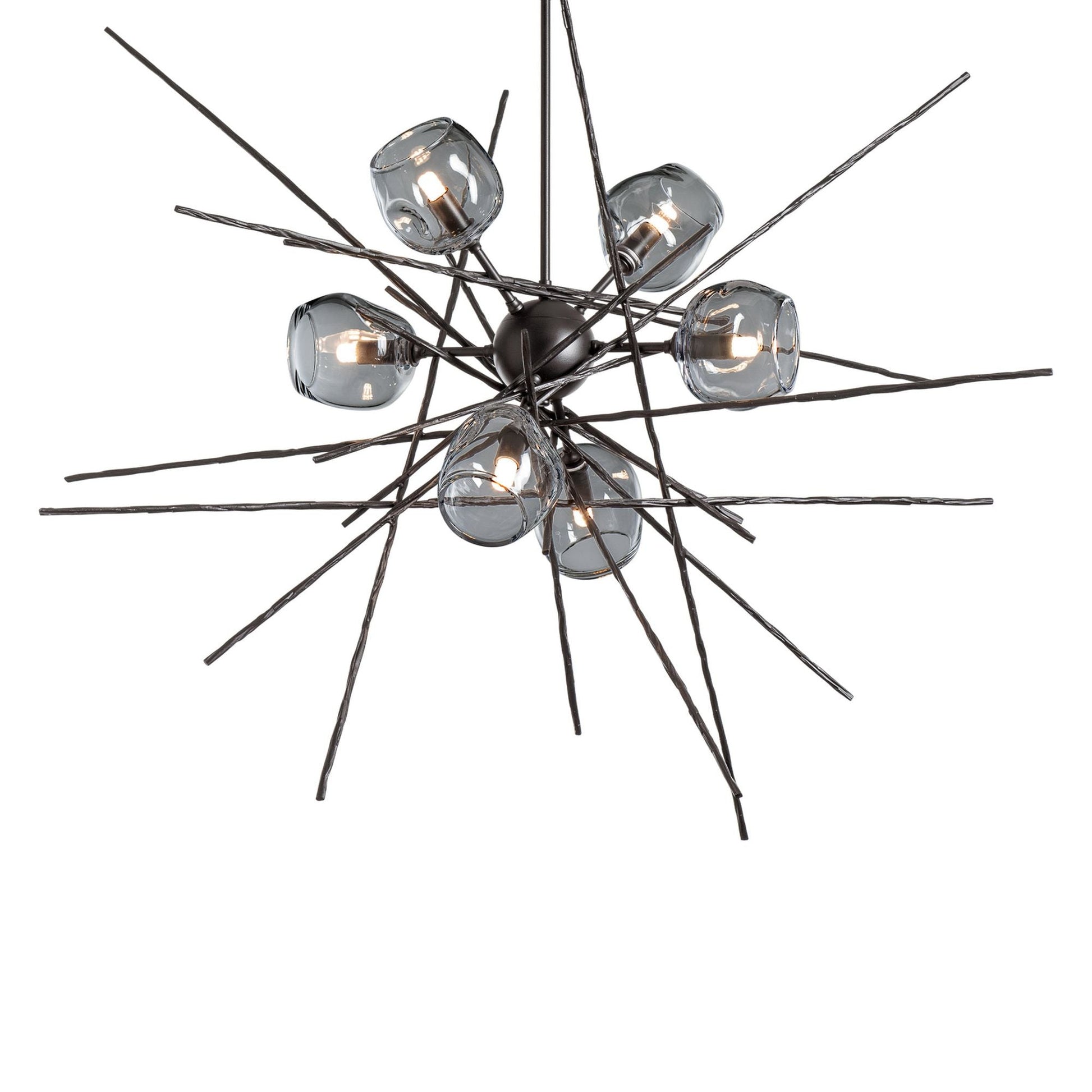 Griffin Starburst Pendant 6-Light Cool Grey Glass (YL) in Dark Smoke