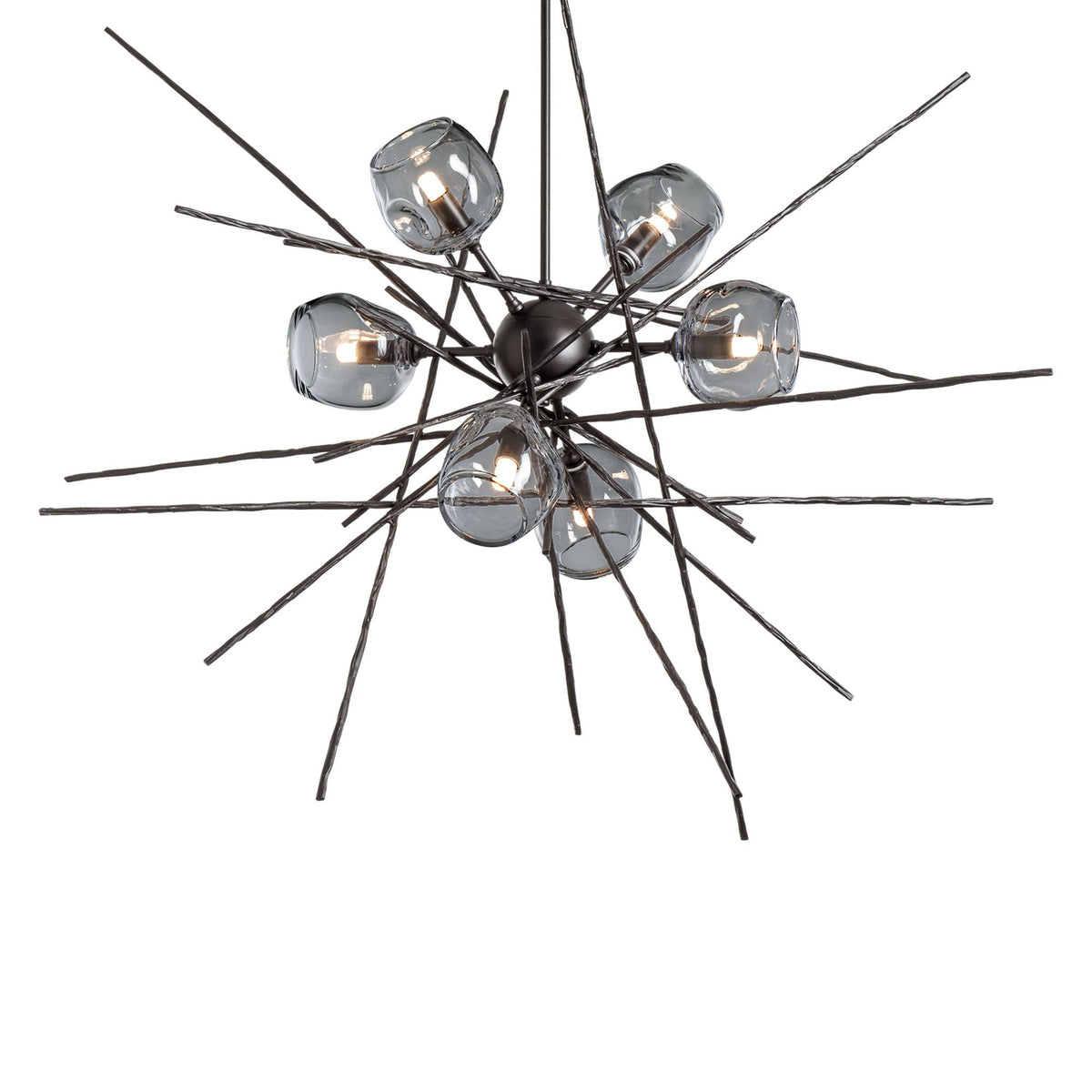 Griffin Starburst Pendant 6-Light Cool Grey Glass (YL) in Dark Smoke