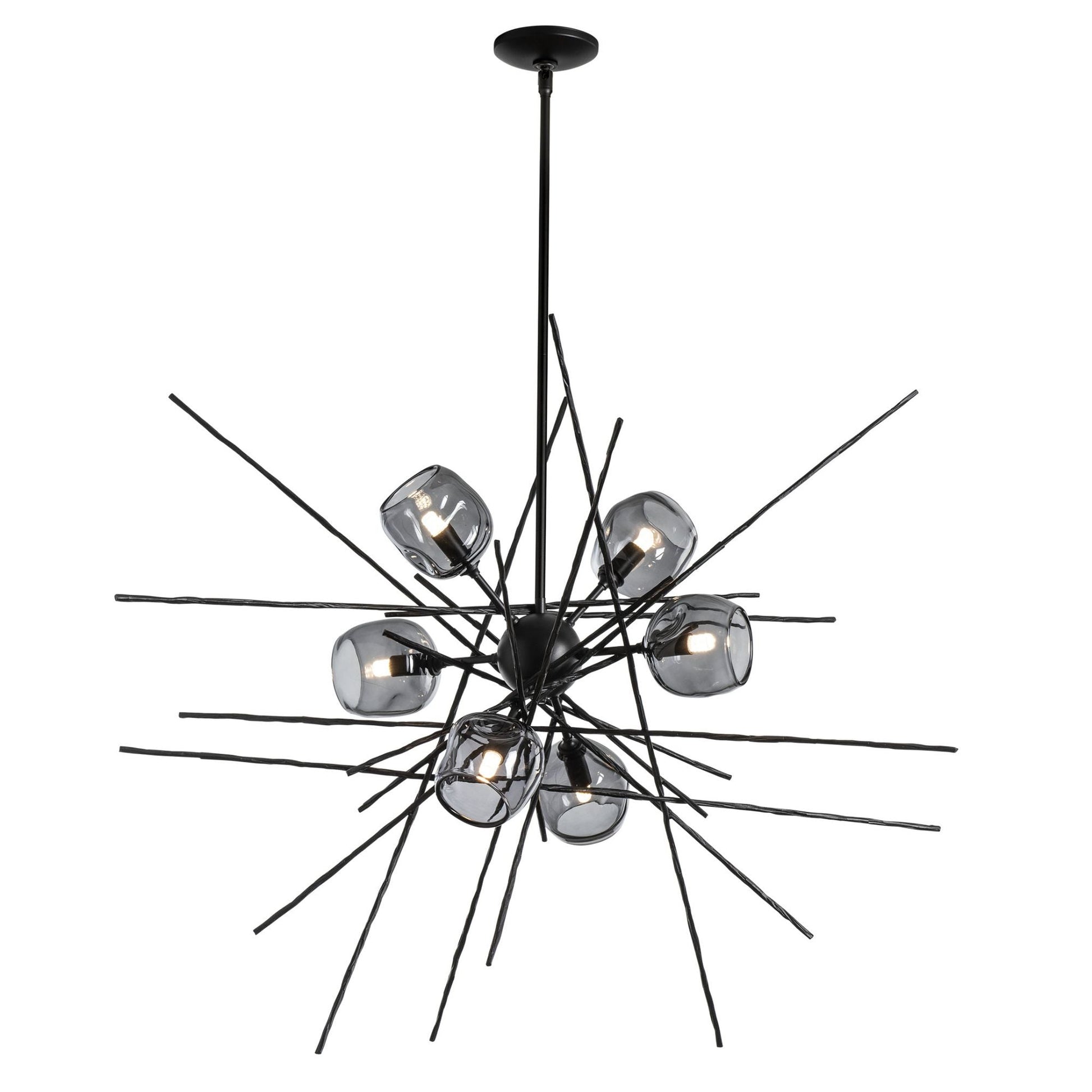 Griffin Starburst Pendant 6-Light Cool Grey Glass (YL) in Black