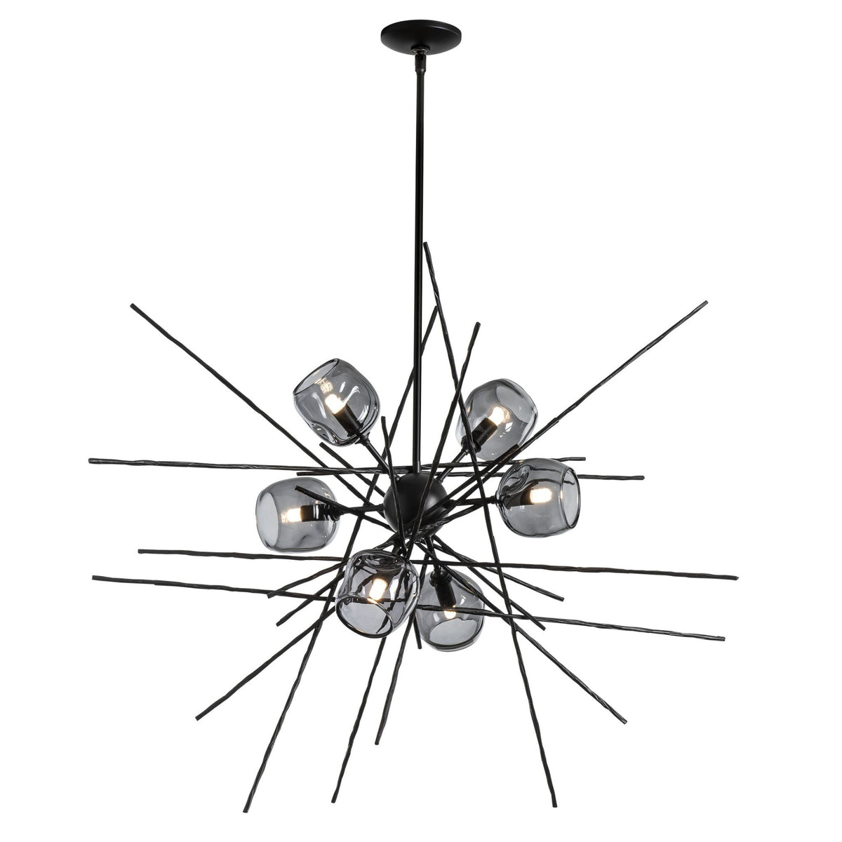 Griffin Starburst Pendant 6-Light Cool Grey Glass (YL) in Black