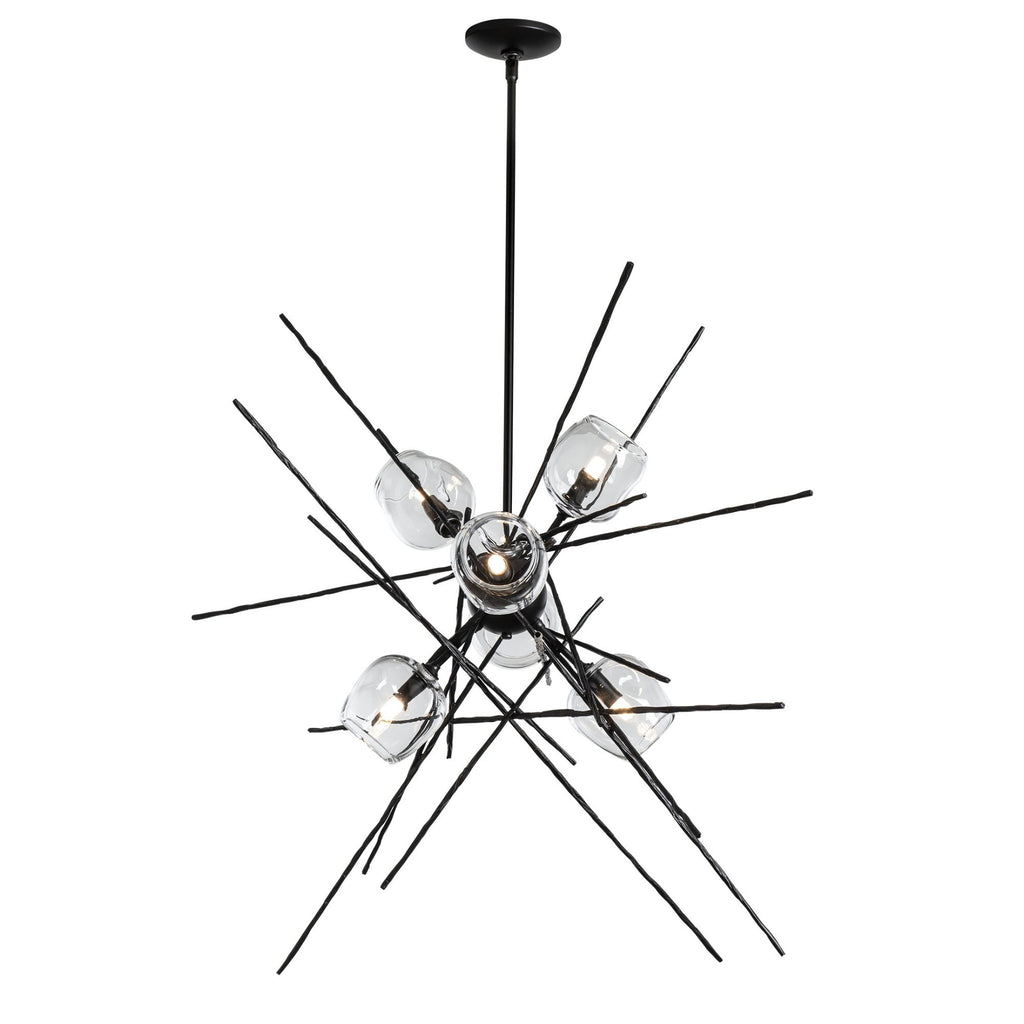 Griffin Starburst Pendant 6-Light Clear Glass (ZM) in Black