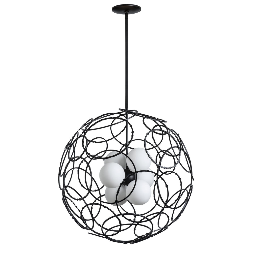 Olympus Orb Pendant 6-Light Opal Glass (GG) in Black