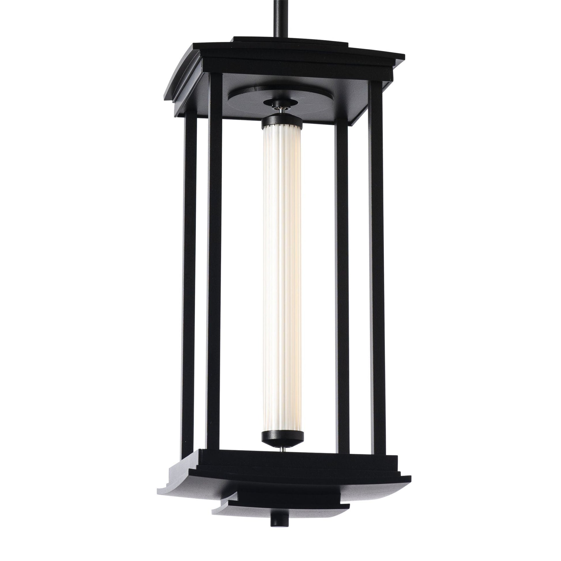 Athena 1-Light Medium LED Lantern LED Clear Glass (ZM) in Black