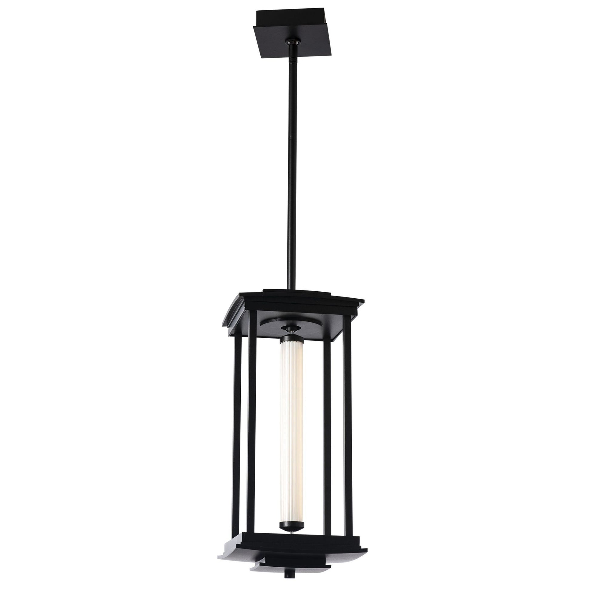 Athena 1-Light Medium LED Lantern LED Clear Glass (ZM) in Black