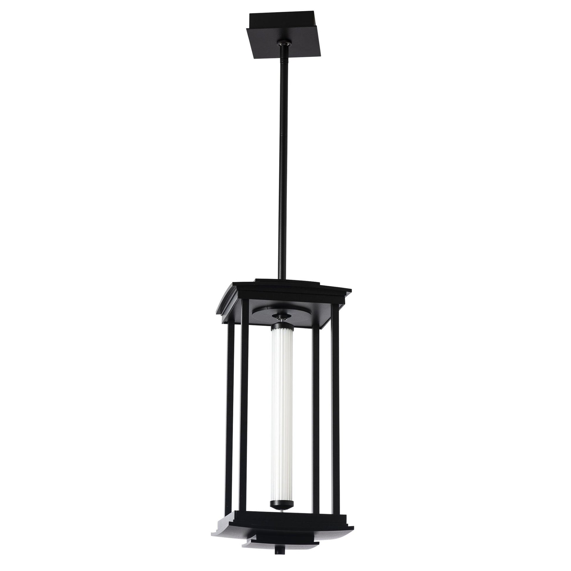 Athena 1-Light Medium LED Lantern LED Clear Glass (ZM) in Black