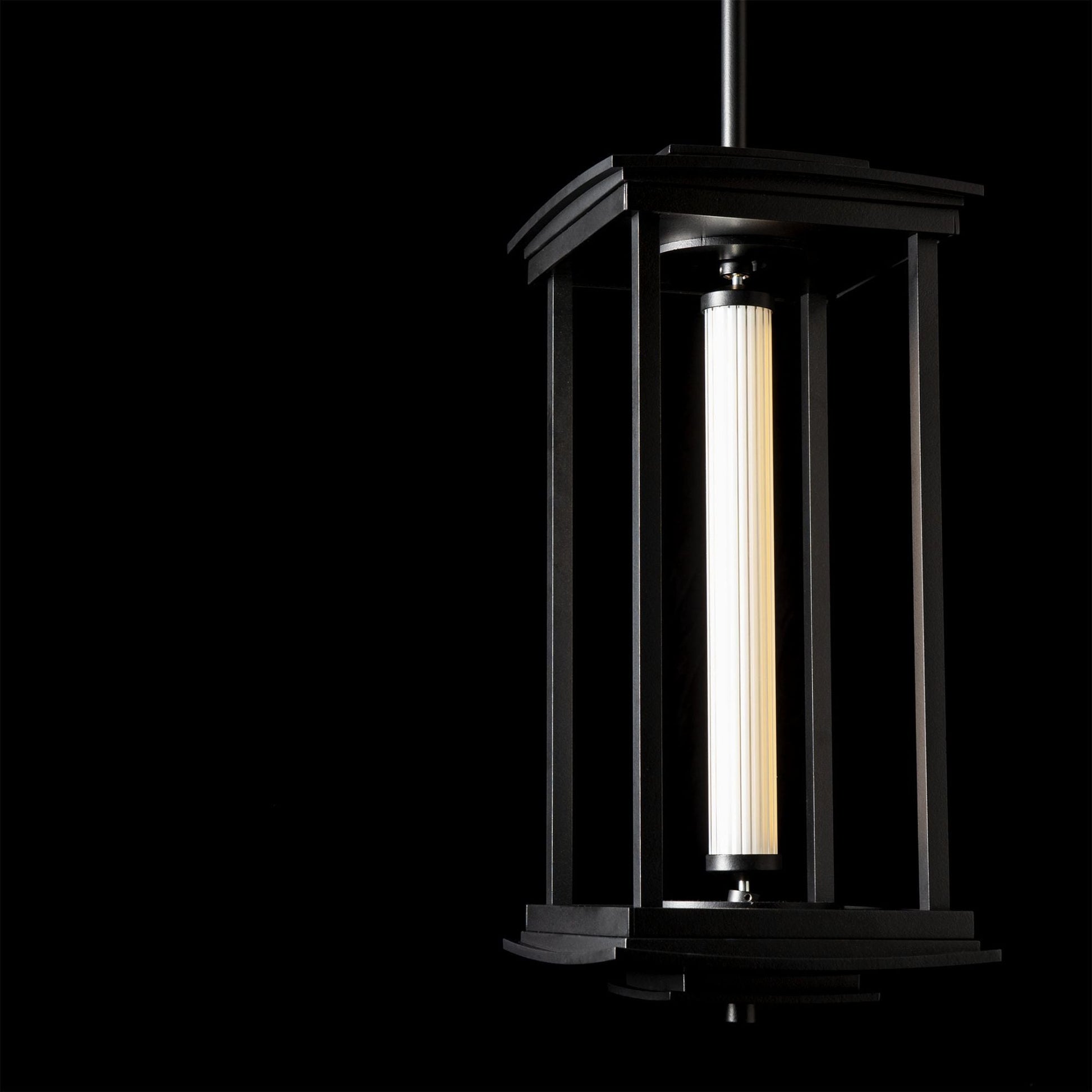 Athena 1-Light Medium LED Lantern LED Clear Glass (ZM) in Black