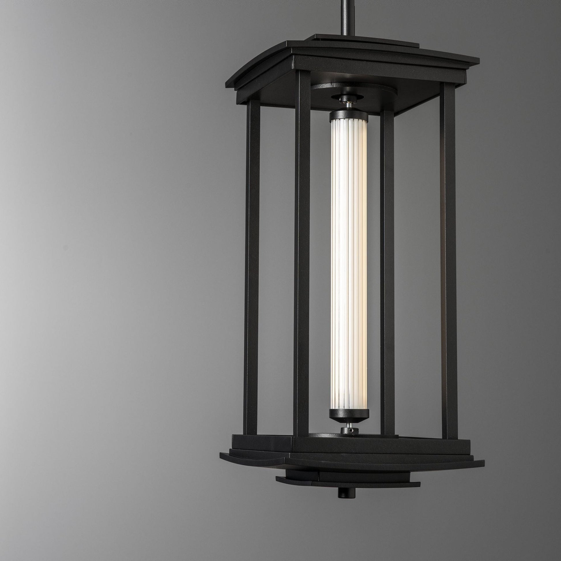 Athena 1-Light Medium LED Lantern LED Clear Glass (ZM) in Black
