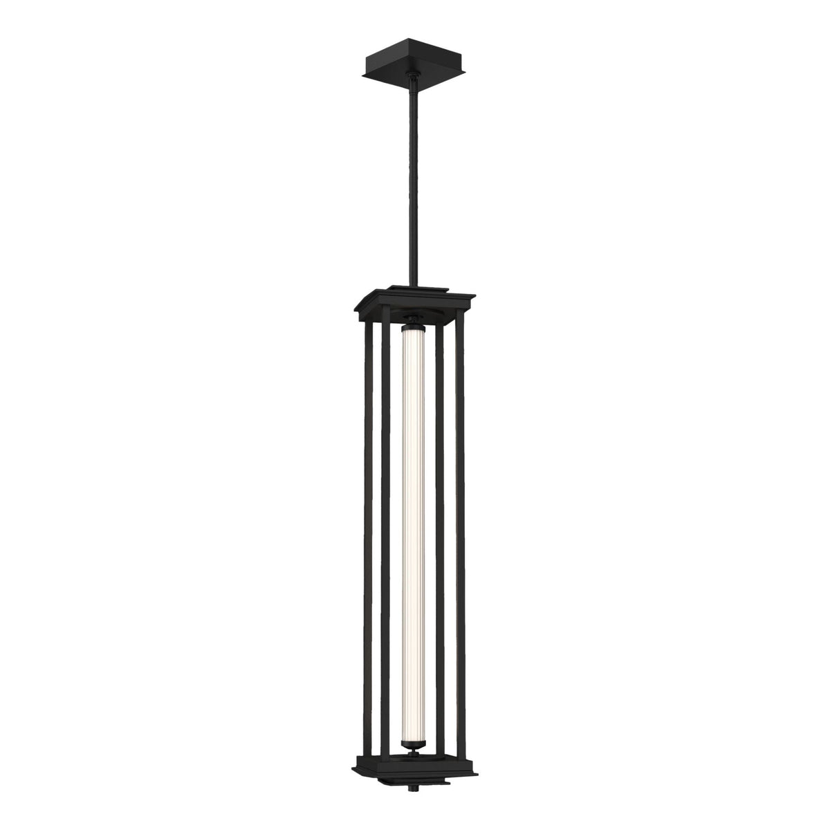 Athena 1-Light Large LED Lantern LED Clear Glass (ZM) in Black
