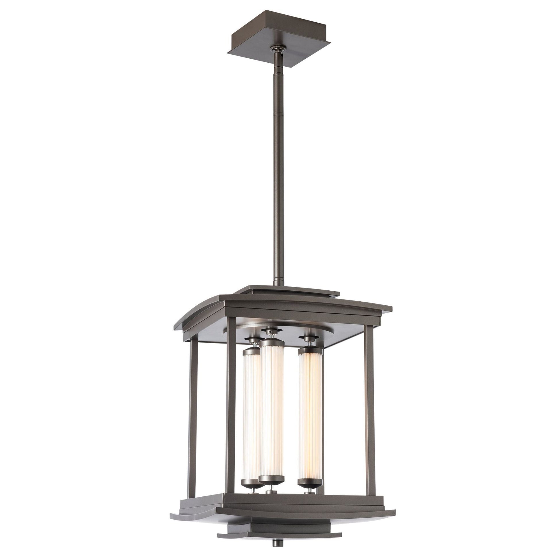 Athena 3-Light LED Lantern LED Clear Glass (ZM) in Dark Smoke